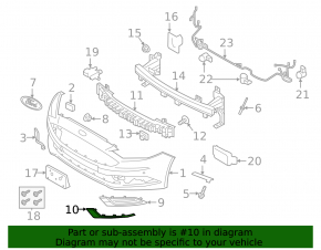 Front bumper molding right Ford Fusion mk5 17-18 without fog lights broken mount