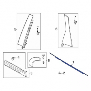 Molding door-glass central rear right Ford Bronco Sport 21-25 black