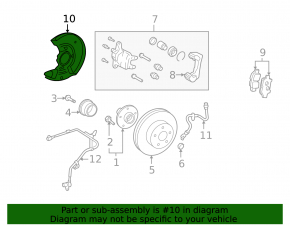 Front left brake disc cover for Toyota Prius 2009-2010