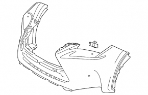 Front bumper bare Lexus NX200t 15-17 F-sport without parking sensors, without headlight washers