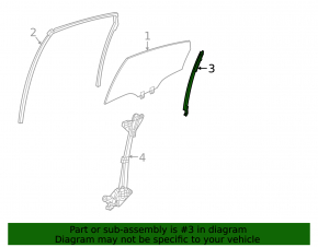 Rear left door glass guide for Honda Civic XI FE/FL 22-26