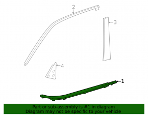Chrome molding for the front left central door glass for Lexus LX 22-26