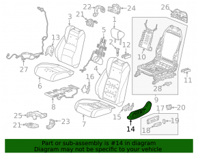 Black driver's seat side trim, left, Honda Accord 18-22