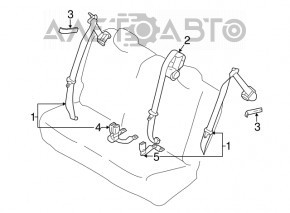 Seat belt rear central Nissan Leaf 13-17 gray