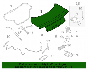 Ford Mustang mk6 15-23 Convertible Trunk Lid Without Spoiler