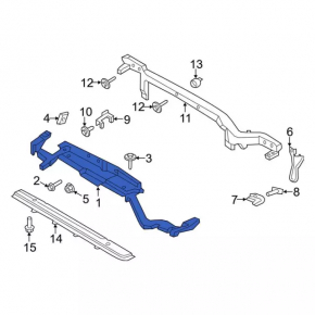 Upper radiator support Ford Edge 15-18 plastic