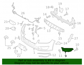 Front Bumper Grille Left Lincoln MKZ 17-20 2.0, Hybrid