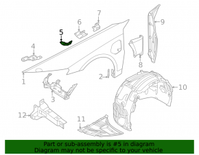Right central fender bracket for the Audi e-tron GT 22-24 front