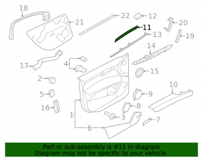 Audi Q7 4L 10-15 front left door trim molding, walnut wood, gloss, broken guides