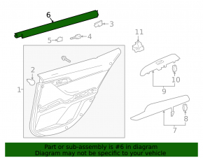 Glass seal inner door rear left Toyota Camry v70 18-24