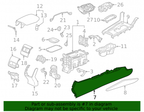 Honda Accord 18-22 black center console trim, left side
