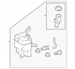 Lexus Hs250h 10-12 washer reservoir for headlight washer, with filler neck