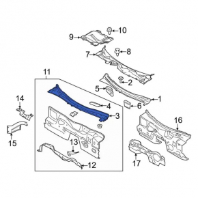 Ford Mustang mk6 15-23 metal windshield wiper pan