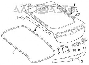Right tailgate hinge Chevrolet Volt 16-