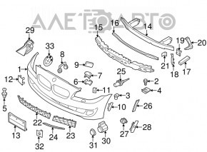Molding lower grille front bumper right BMW 5 F10 11-13