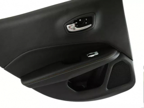 Door trim card rear left Jeep Compass 17- black with black insert leather, armrest black leather with black stitching, scratches, abrasions, dent