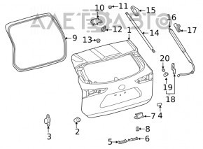Left tailgate bumper Toyota Highlander 20-