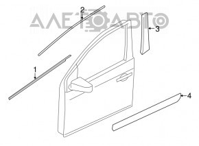 Door-glass molding, central front right, Nissan Rogue Sport 17-22, chrome, broken fastener