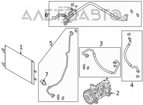 Air conditioning pipe compressor-heater first Nissan Rogue 21-23 JP built