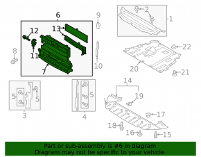 Radiator deflector blinds assembly Ford Fusion mk5 13-16 under radar without motor