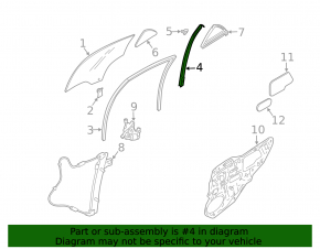 Rear right door glass guide Mazda6 03-08 rust