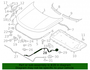 Land Rover Discovery 17-23 hood release cable interior