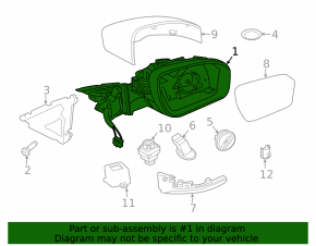 Left side mirror assembly for Land Rover Range Rover Velar 18-20 with turn signal, heating, auto-dimming, backlight, BSM, camera