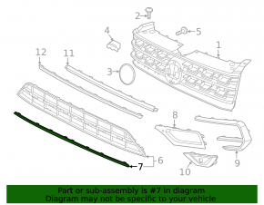 Molding lower grille front bumper VW Atlas 18-20 chrome, R-Line