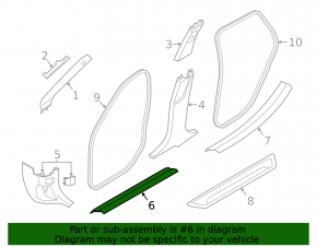 Door sill trim inner front left BMW X1 F48 16-22 black
