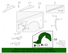 Front left fender liner Lexus LS460 LS600h 07-12