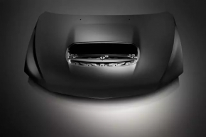 The bare hood of a 2014 Subaru Impreza WRX GH
