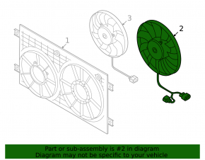 Cooling fan left Audi A3 8V 15-20 1.8, 2.0T under diffuser with 2 vents