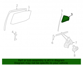 Lexus LS 07-17 rear left triangle door glass