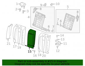 Rear seat armrest, 2nd row, Audi A5 F5 18-19, 5D leather, gray