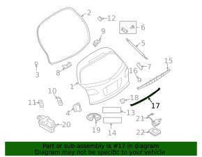 Lower chrome trunk lid trim for Infiniti FX35 FX45 2008