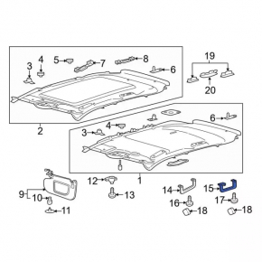 Ceiling handle rear left Ford Edge 15-24 beige
