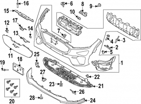 Front bumper molding upper Ford Mustang Mach-E 21-23 under the camera, structure