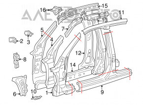 Right center body pillar for Lexus IS200 IS300 99-05