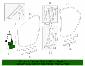 Front pillar trim lower left Lexus RX350 RX450h 16-22 black