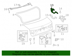 Right trunk lid hinge Lexus ES300h ES350 13-18 without electric drive