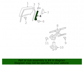 Rear right door glass guide for Toyota Prius 30 10-15
