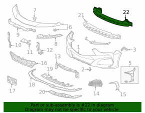 Front Bumper Reinforcement for Acura TLX 20-25 Base, SH-AWD, A-Spec