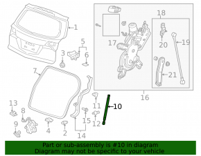 Right tailgate shock absorber Acura MDX 07-13 electric