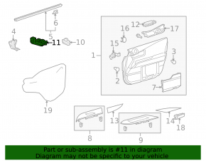 Front left window lift control for Lexus RX350 RX450h 10-15 black, with automatic folding mirrors