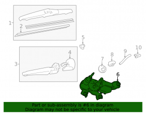 Rear wiper linkage with motor for Lexus CT200h 11-17