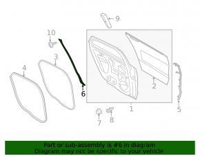 Door seal side rear left Lincoln MKZ 13-20 rear