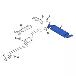 Muffler rear part with barrel Ford Ecosport 19-22 2.0 rusty