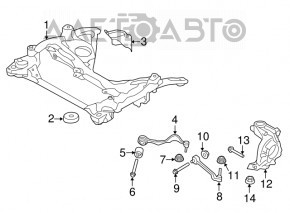 Lower arm front right front BMW 3 F30 12-18 RWD cracked silent block
