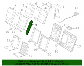 2nd row seat side panel, left, BMW 5 F10 14-16, beige leather, DAKOTA Venetobeige, wrinkled