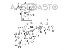 Interior rear left door handle for a Lexus ES350, gray, 2012